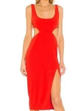 NWT Lovers And Friends Titus MIDI Red Dress Leg Slit  Cut out